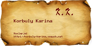 Korbuly Karina névjegykártya
